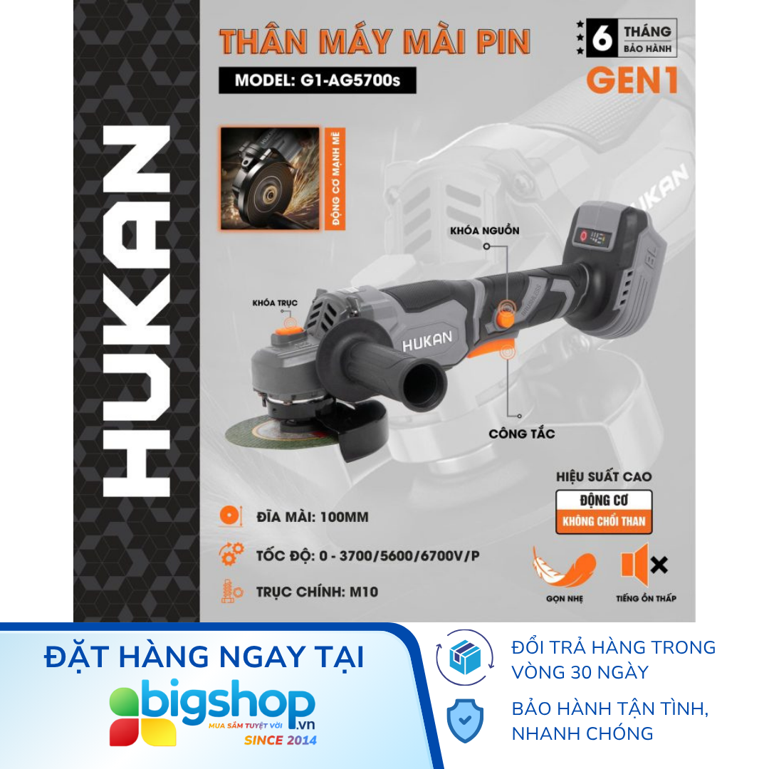 Máy mài pin HUKAN G1-AG5700s (GEN 1, lưỡi 100mm) - Thân máy
