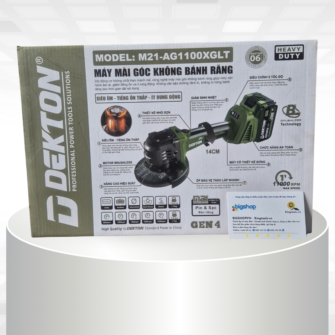 Máy mài góc dùng pin 21V DEKTON M21-AG1100XGLT (Đĩa 100mm) - Thân máy