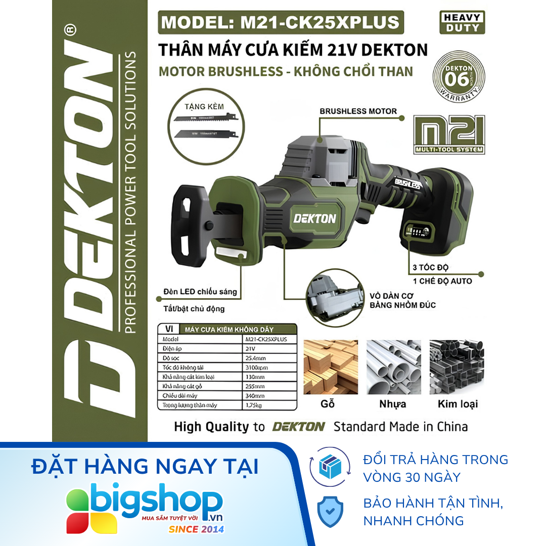 Máy cưa kiếm pin 21V DEKTON M21-CK25XPLUS