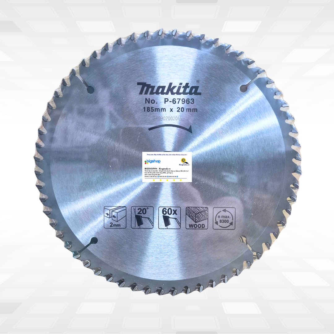 Lưỡi cưa cắt gỗ 60 răng Makita P-67963 (Đường kính 185mm)