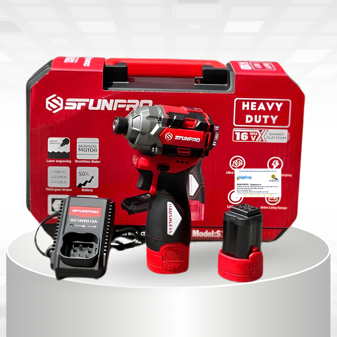 Máy siết vít dùng pin 16V SFUNPRO S16 M150A (150Nm) - 2 pin 2.0Ah và 1 sạc