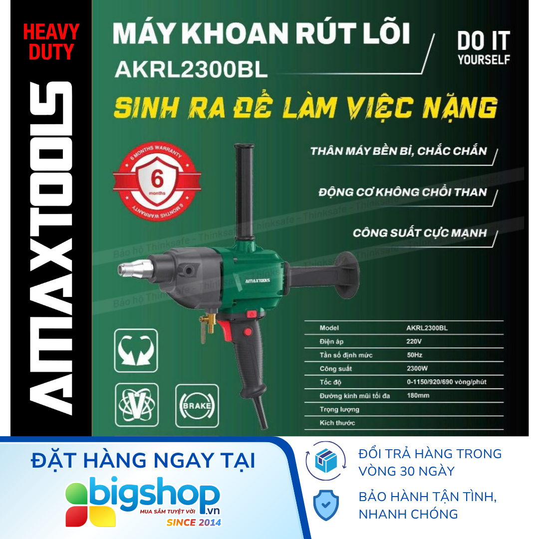 Máy khoan rút lõi bê tông AMAXTOOLS AKRL2300BL (Công suất 2300W)