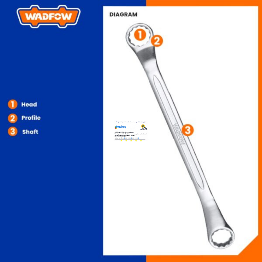 Bộ 8 cờ lê 2 đầu miệng 6-22mm WADFOW WFR3208