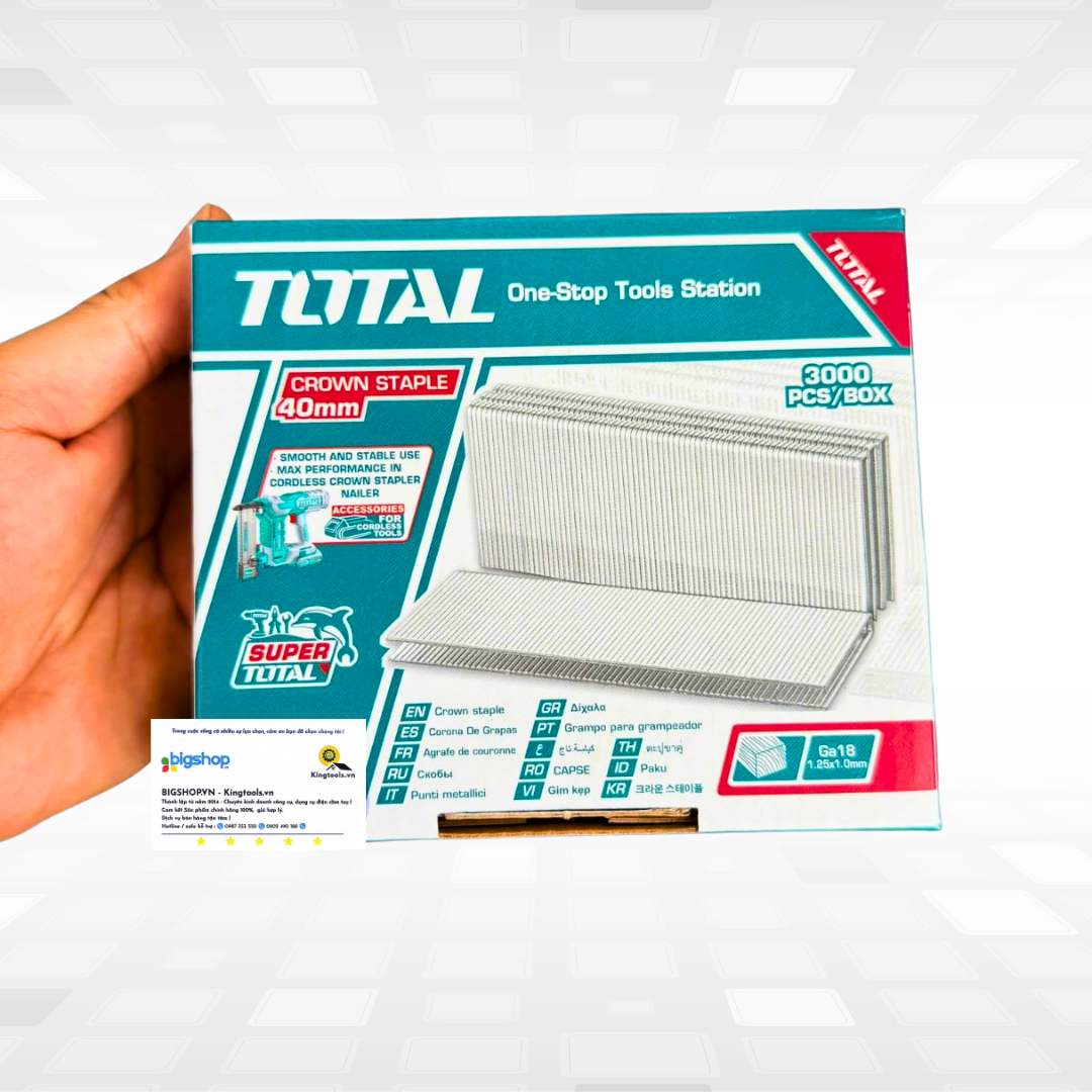 Đinh bấm U 40mm TOTAL TAC918403 (3000 cái/hộp)