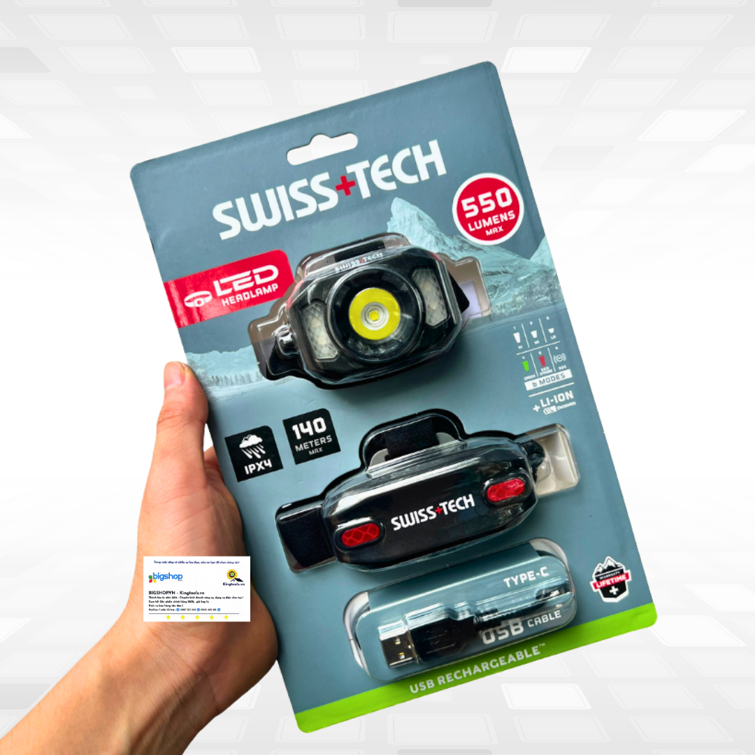 Đèn pha đội đầu dùng pin sạc SWISS+TECH ST032003