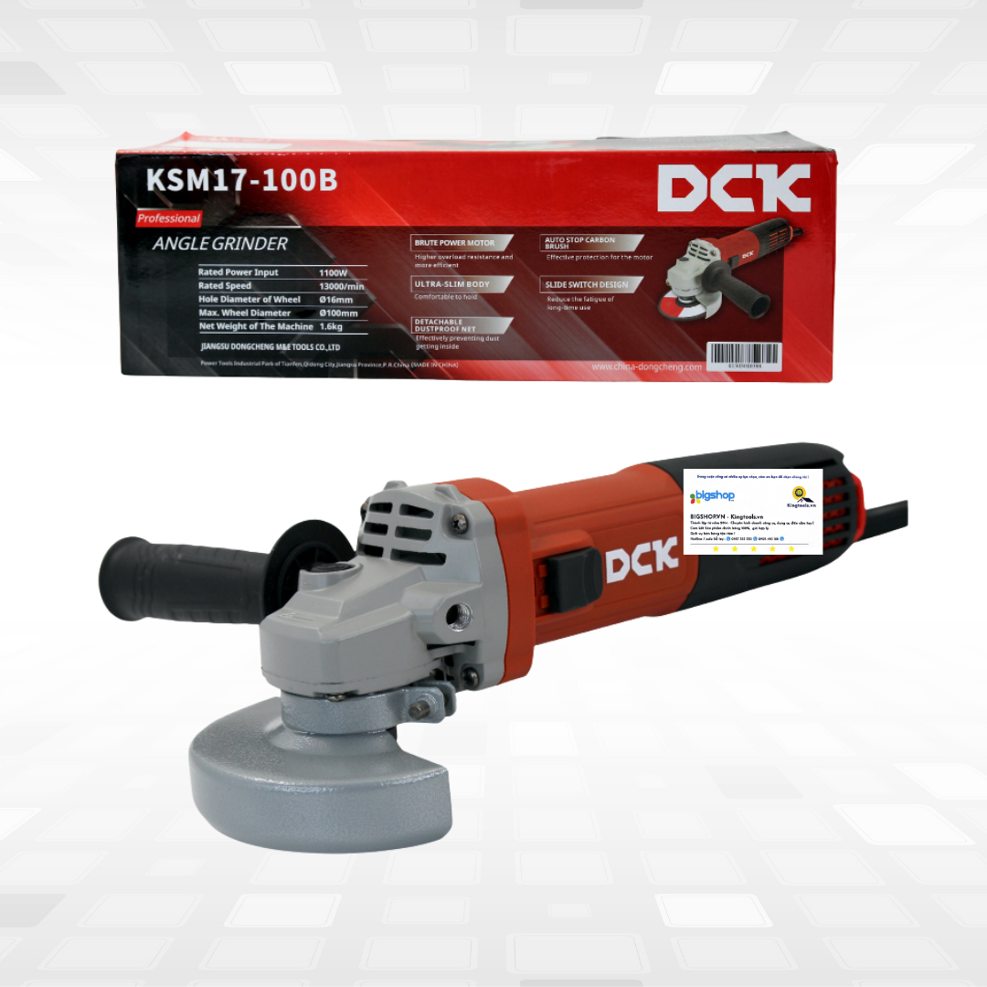 Máy mài góc công tắc cạnh DCK KSM17-100B (CS 1100W, đá mài 100mm)