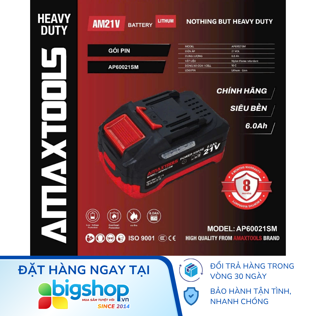 Pin Lithium AMAXTOOLS AP60021SM (21V/6.0Ah)