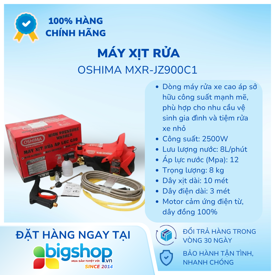 Máy xịt rửa OSHIMA MXR-JZ900C1 (CS 2500W)