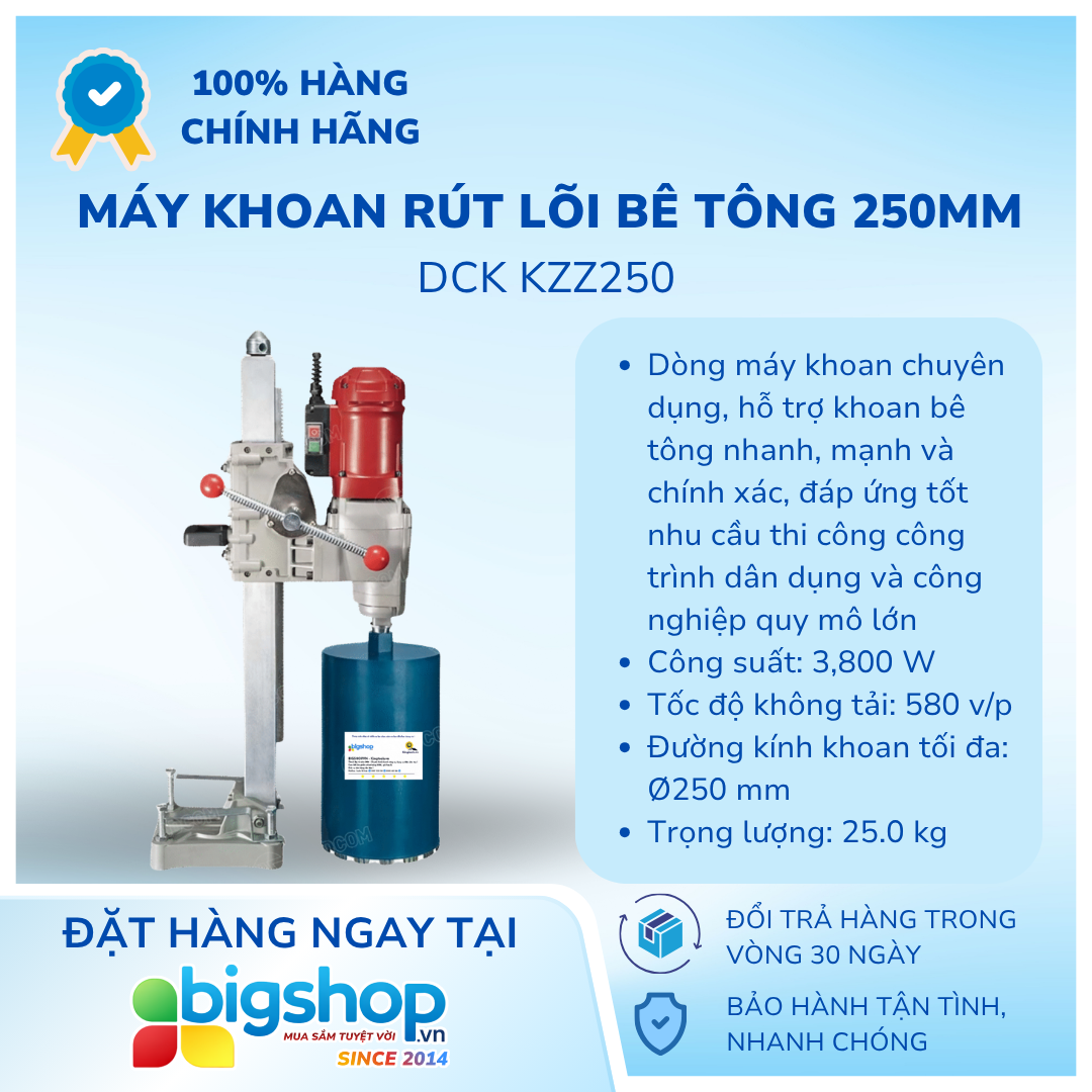 Máy khoan rút lõi bê tông 250mm DCK KZZ250 (CS 3800W)