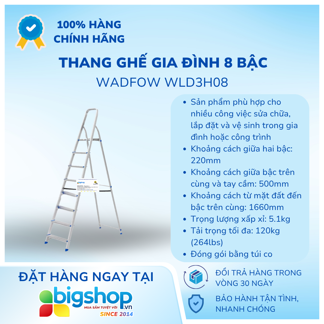Thang ghế gia đình 8 bậc WADFOW WLD3H08