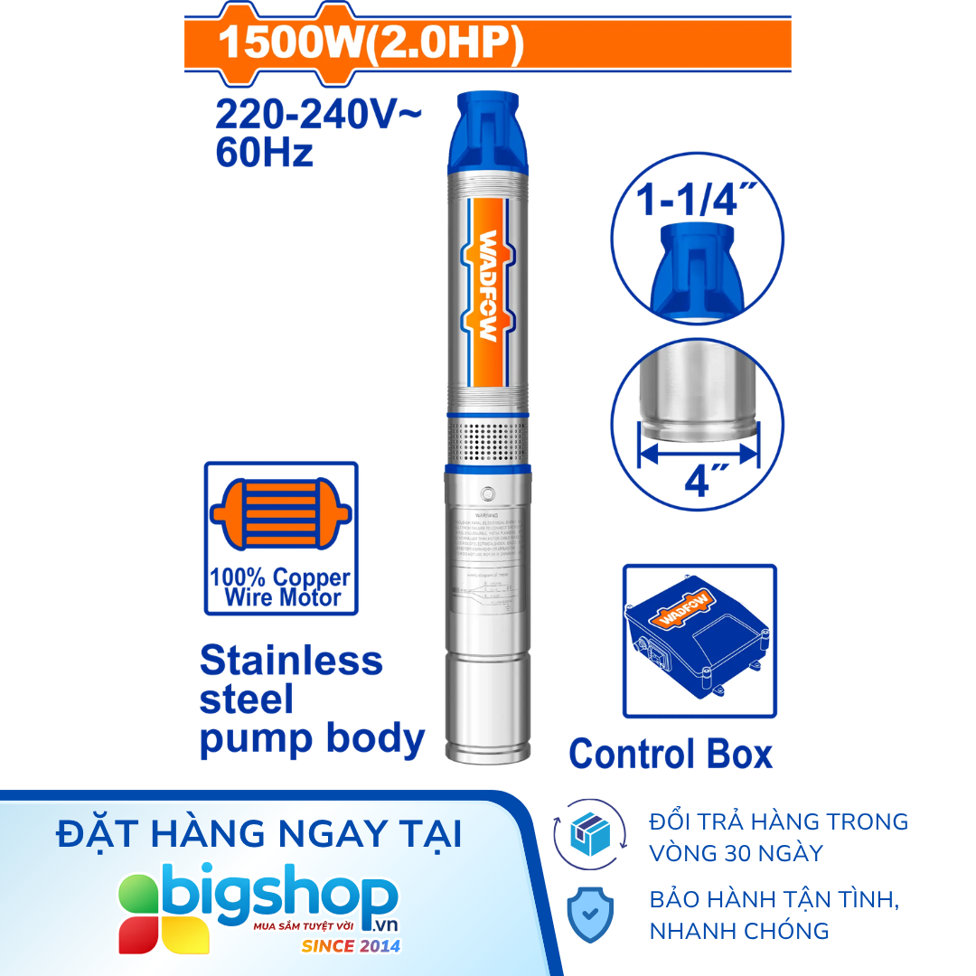 Máy bơm giếng sâu 4 inch WADFOW WWPD6051 - CS 1500W