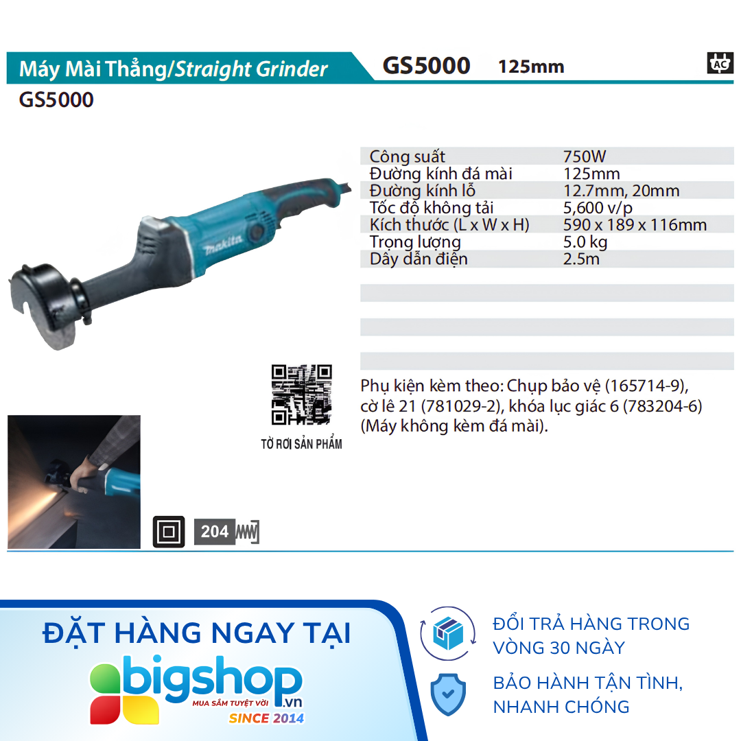 Máy mài thẳng MAKITA GS5000 (Đĩa 125mm)