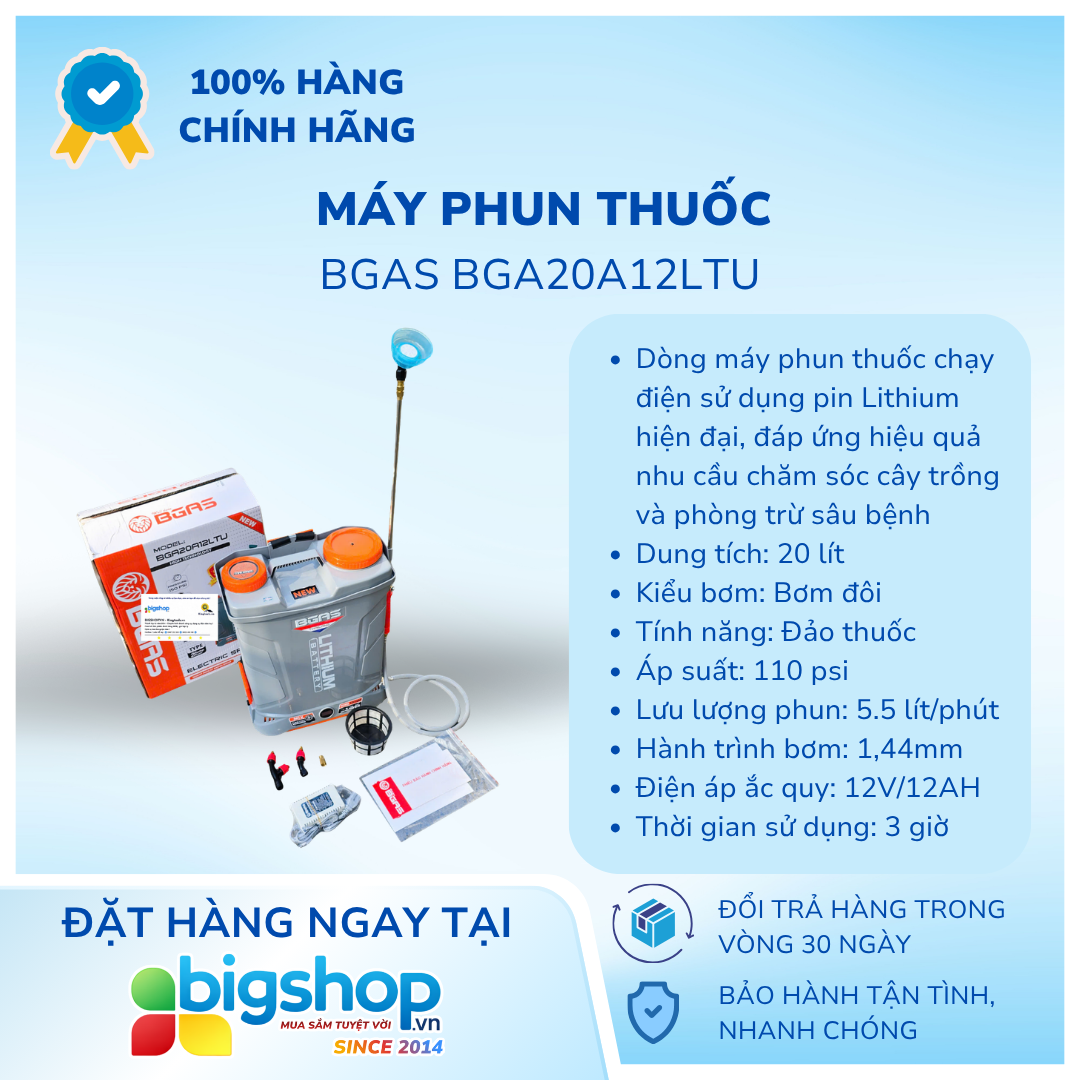 Máy phun thuốc BGAS BGA20A12LTU (Pin Lithium)