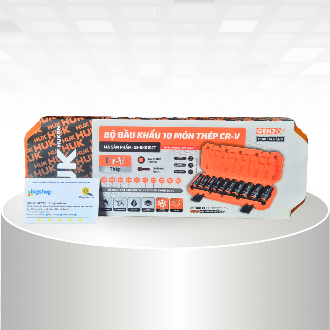 Bộ đầu khẩu 10 món thép CR-V HUKAN G3-BK010CT