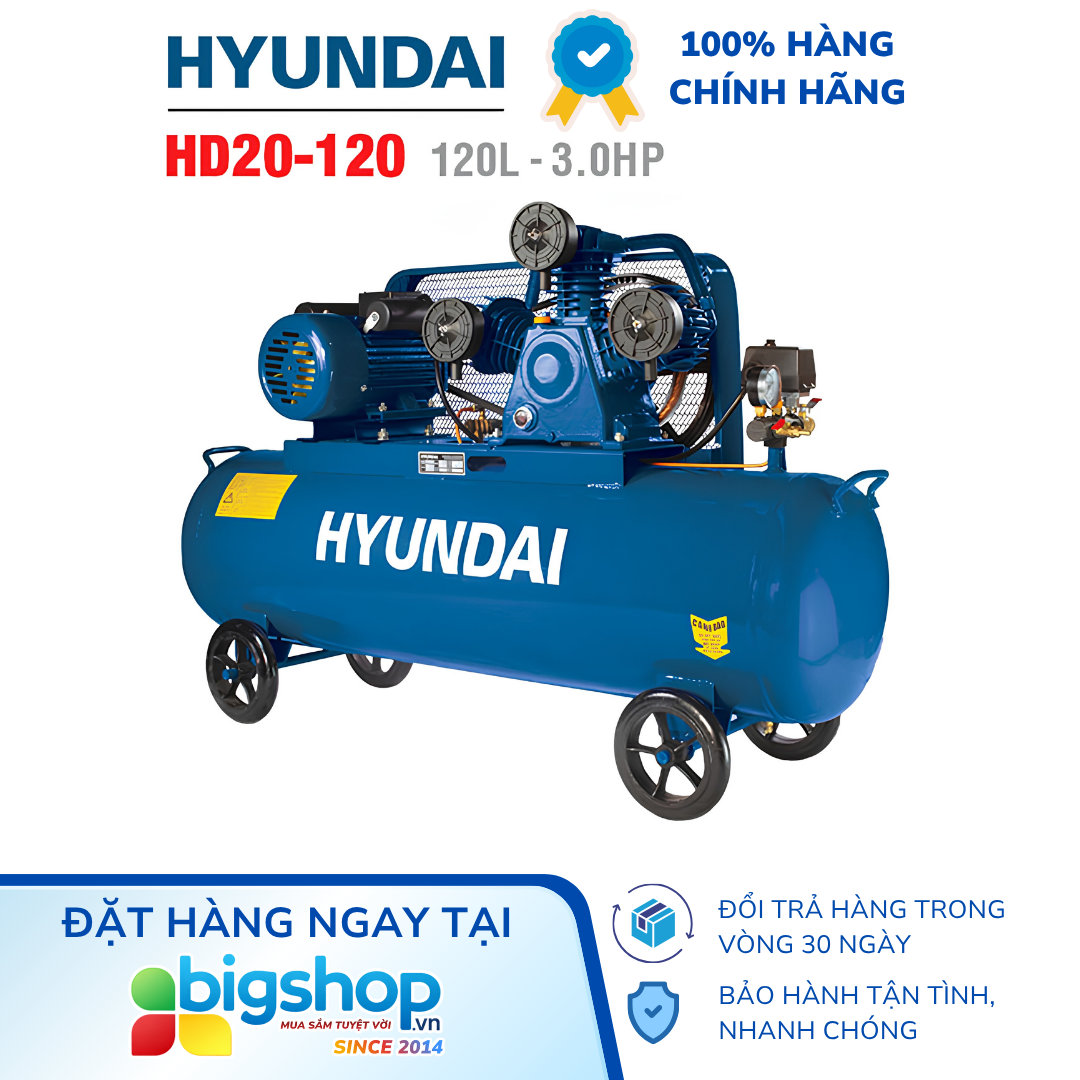 Máy nén khí công nghiệp HYUNDAI HD20-120 (3HP, Bình 120L)