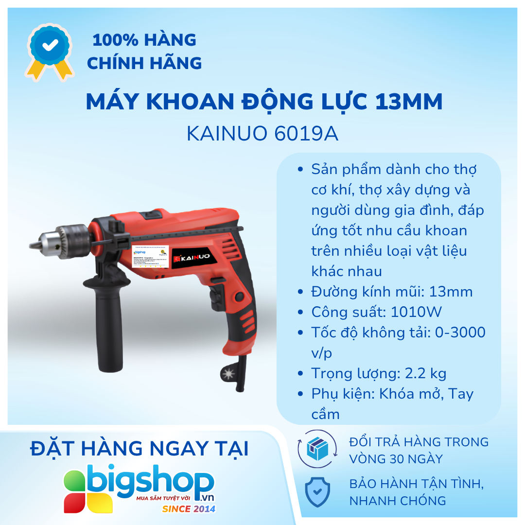 Máy khoan động lực 13mm KAINUO 6019A (Công suất 1010W)