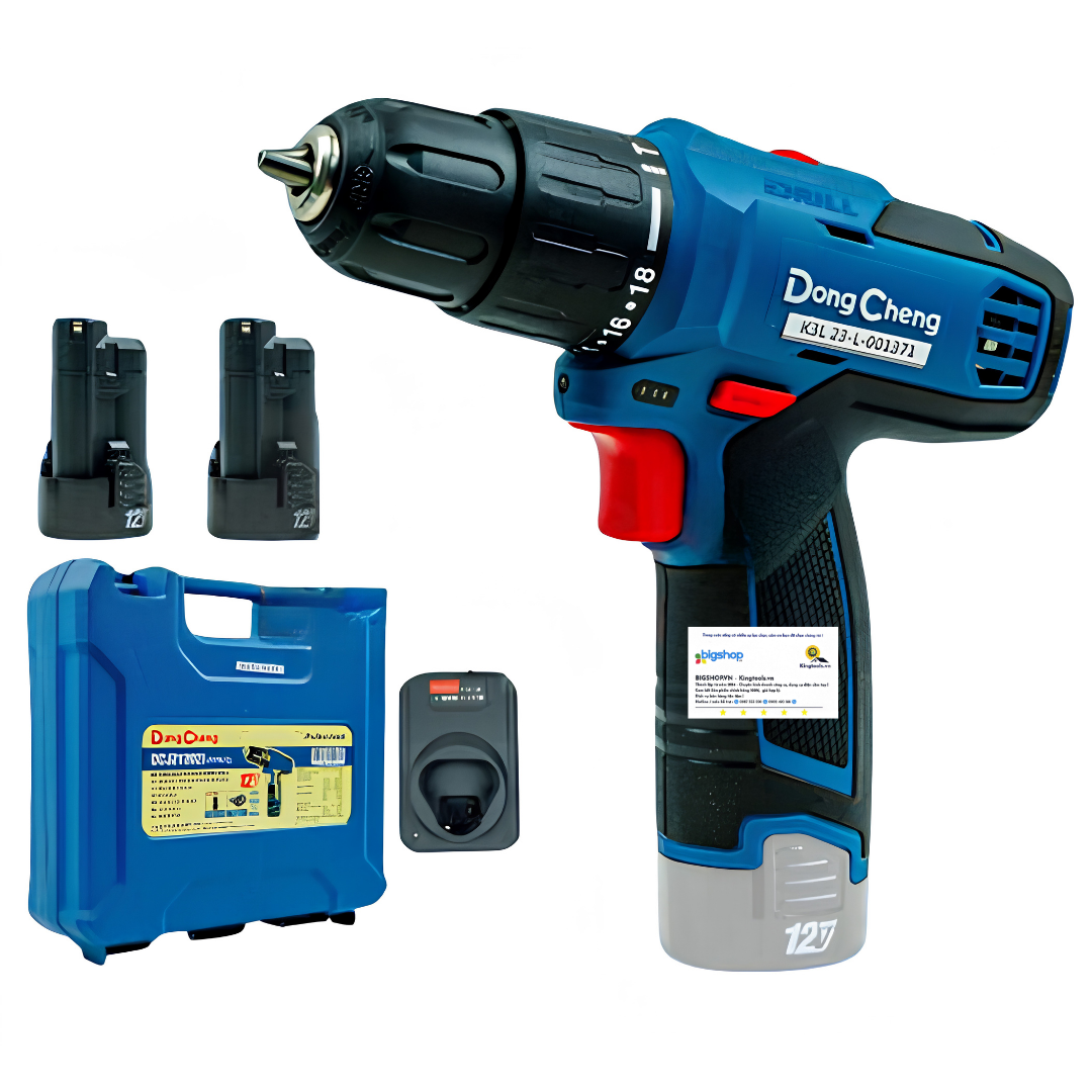 Máy khoan vặn vít dùng pin DONGCHENG DCJZ1202i (2 pin 2.0Ah và 1 sạc)