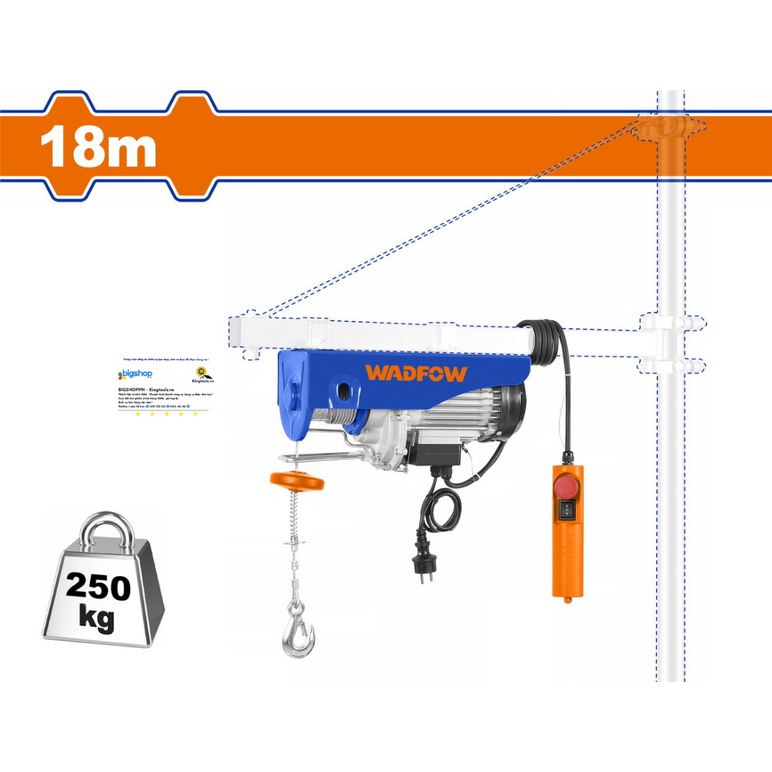 Máy tời cáp điện 450W - 18m WADFOW WETH1A04