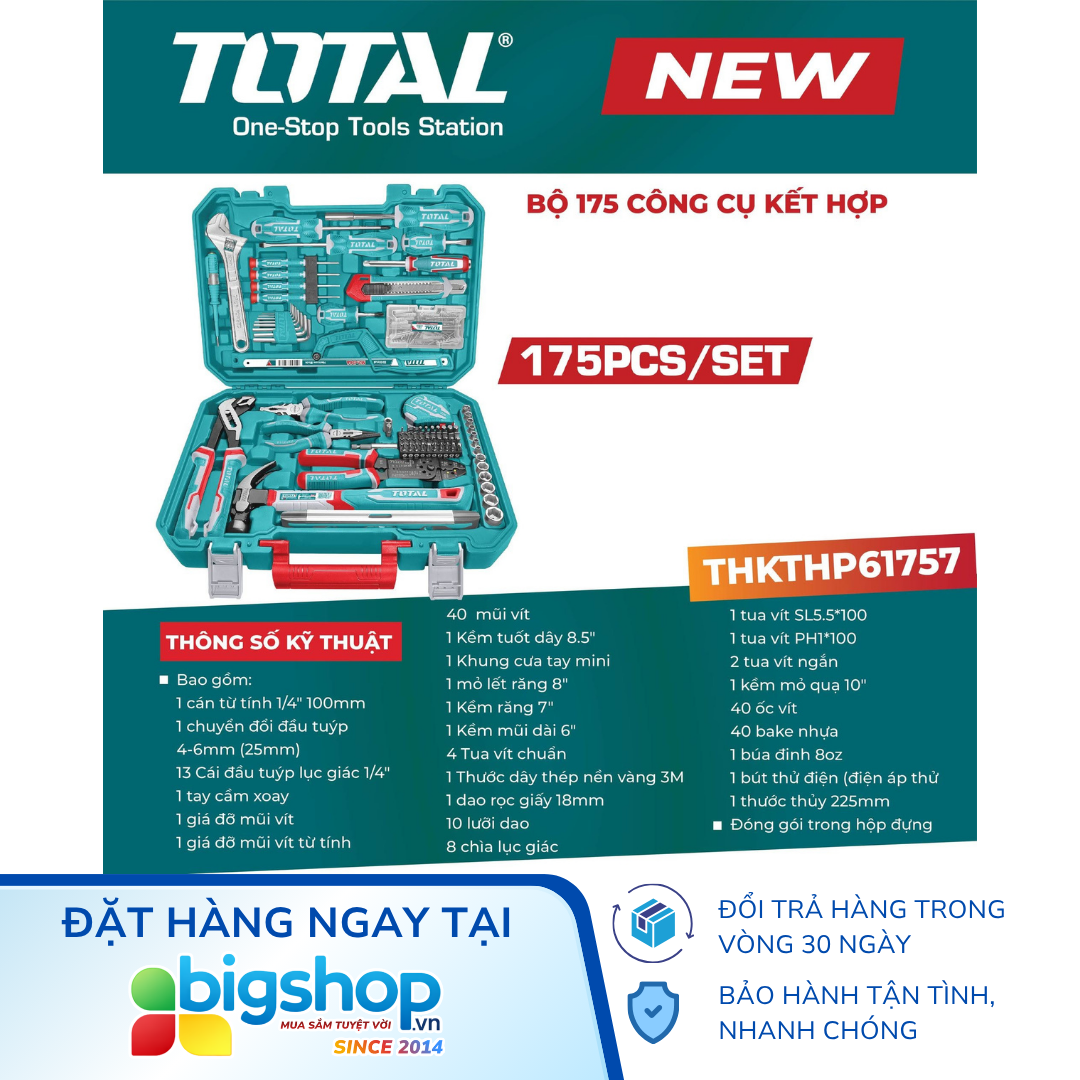 Bộ 175 công cụ kết hợp TOTAL THKTHP61757