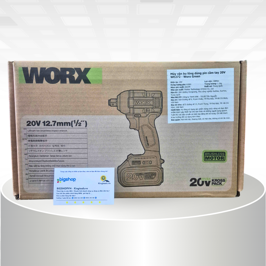 Máy siết bulong dùng pin 20V WORX WE272 (2 pin 4.0Ah và 1 sạc)