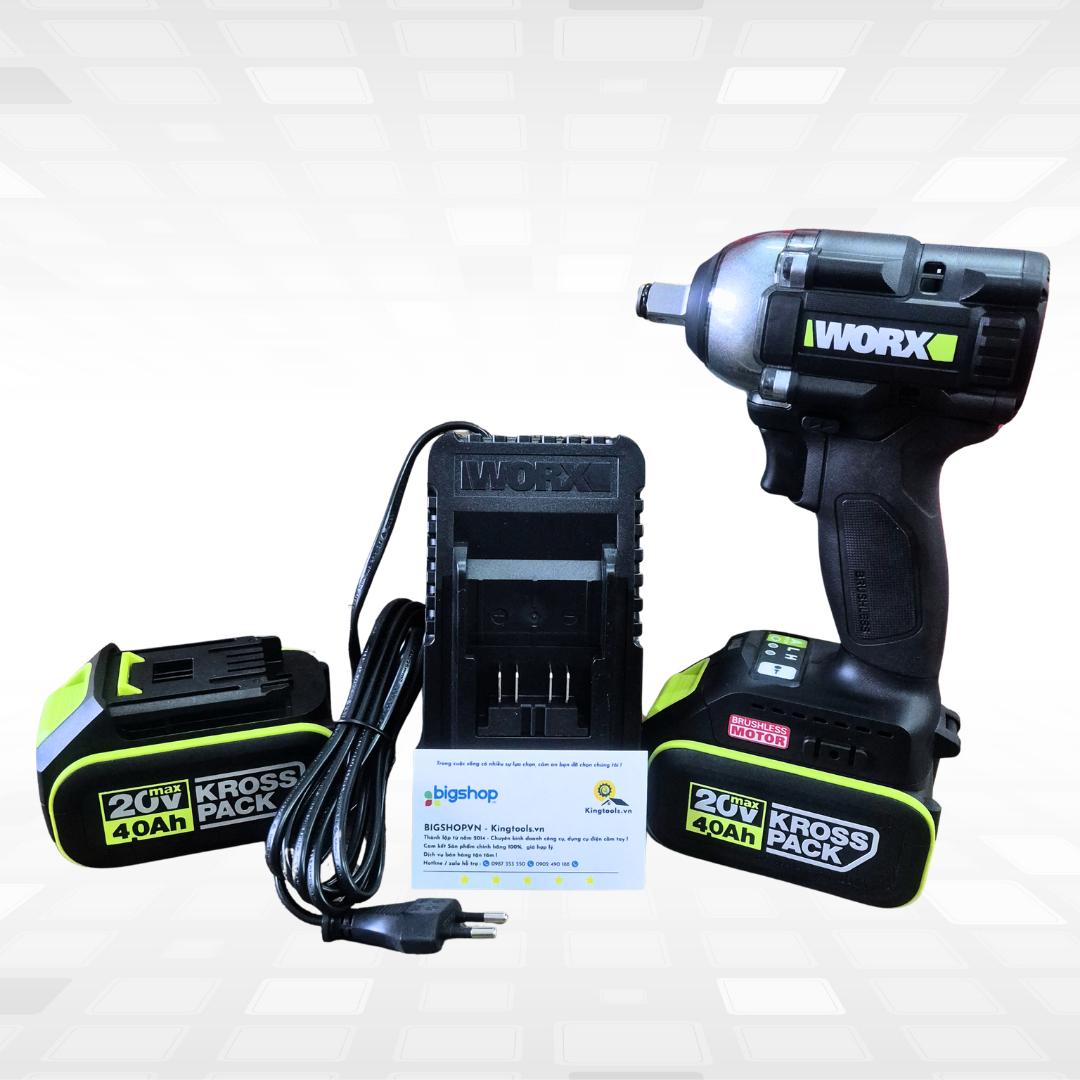 Máy siết bulong dùng pin 20V WORX WE272 (2 pin 4.0Ah và 1 sạc)
