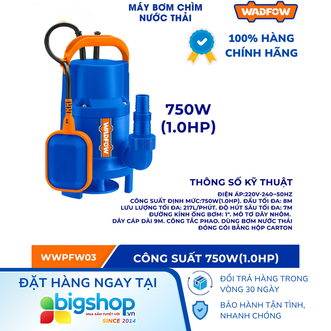 Máy bơm chìm nước thải WADFOW WWPFW03 (750W)
