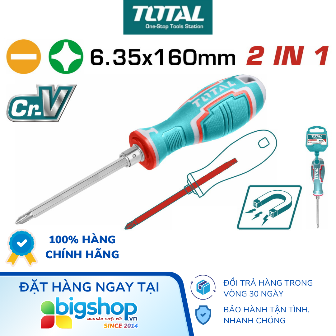 Bộ tua vít 2 đầu TOTAL THT250206 (6.35x160mm)