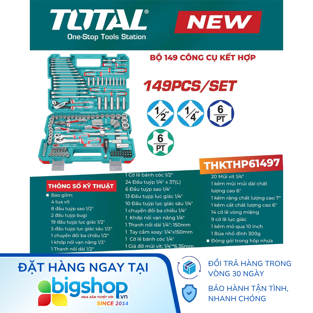 Bộ 149 công cụ kết hợp TOTAL THKTHP61497