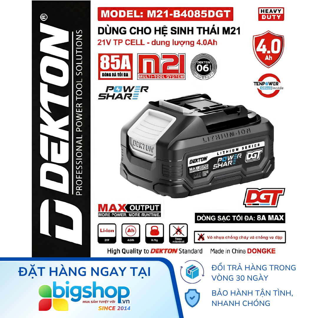 Pin 21V/4.0Ah DEKTON M21-B4085DGT