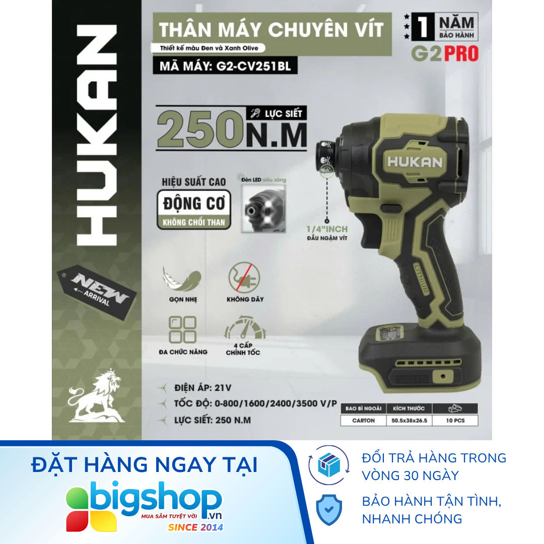 Máy chuyên vít dùng pin HUKAN G2-CV251BL (GEN 2) - Thân máy
