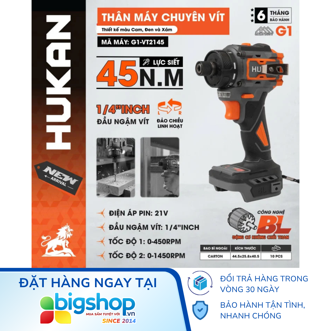 Máy chuyên vít dùng pin HUKAN G1-VT2145 (GEN 1) - Thân máy