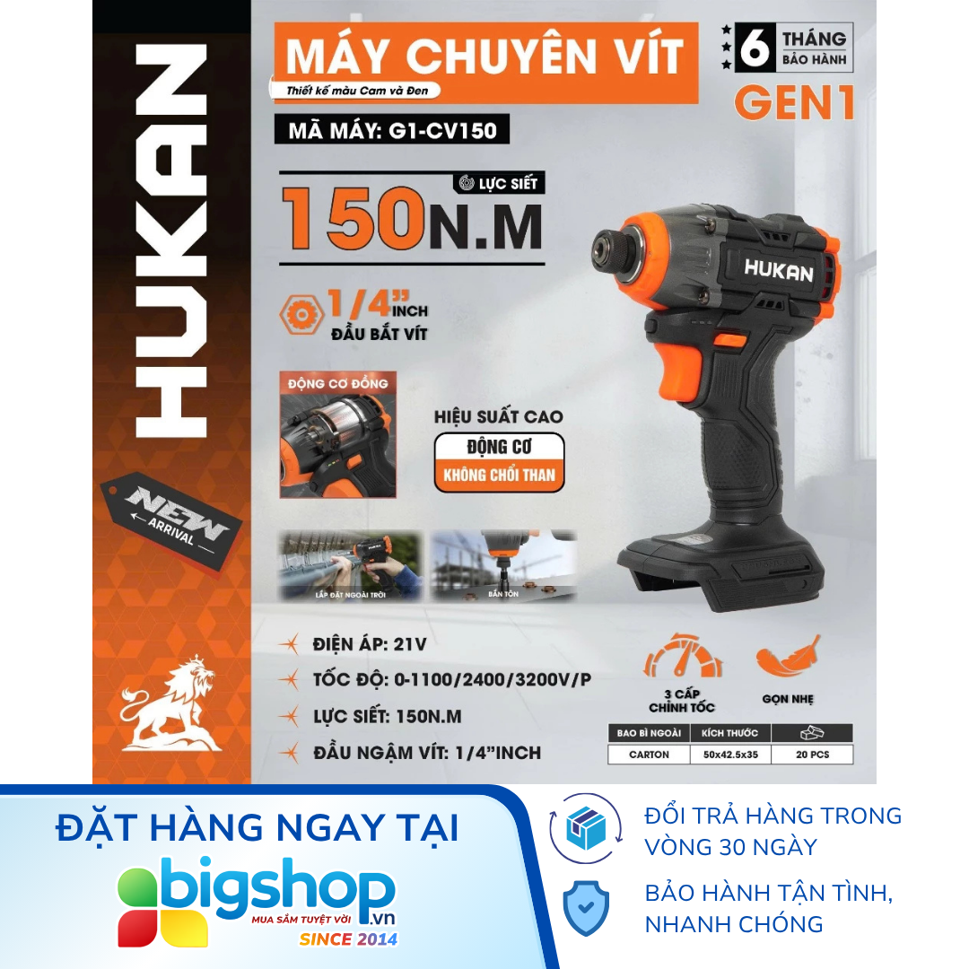 Máy chuyên vít dùng pin HUKAN G1-CV150 (GEN 1) - Thân máy