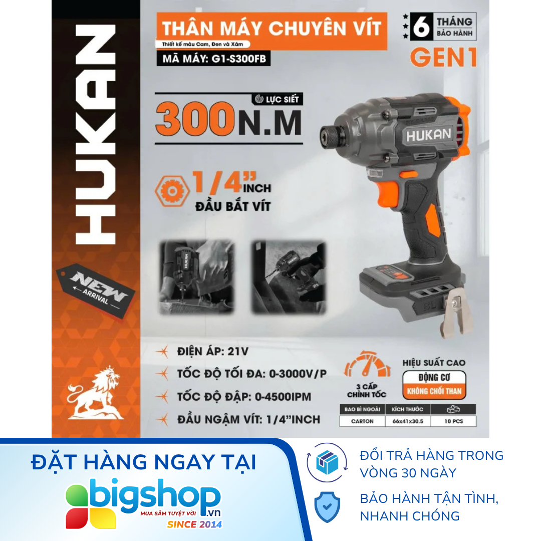 Máy chuyên vít dùng pin HUKAN G1-S300FB (GEN 1) - Thân máy