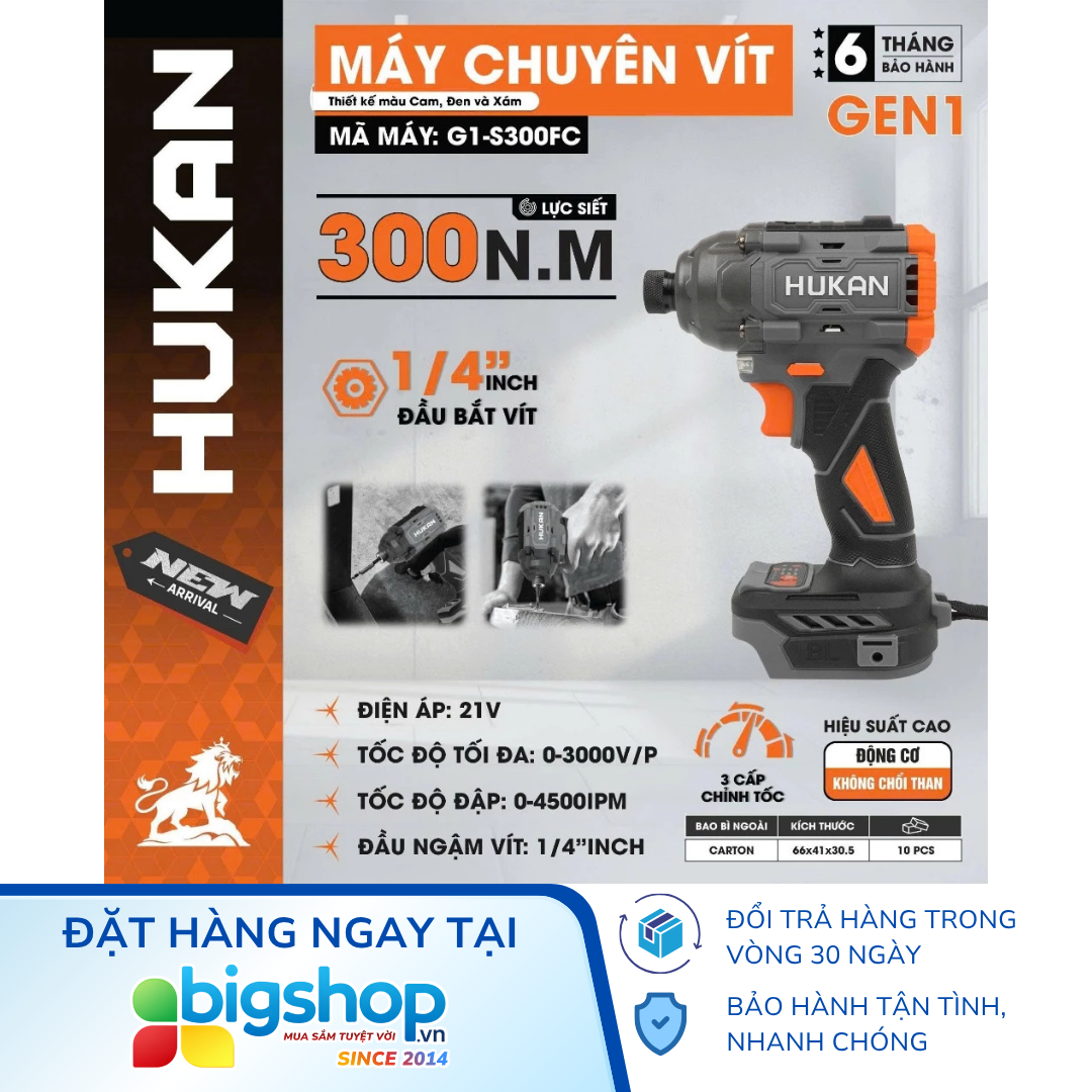 Máy chuyên vít dùng pin HUKAN G1-S300FC (GEN 1) - Thân máy