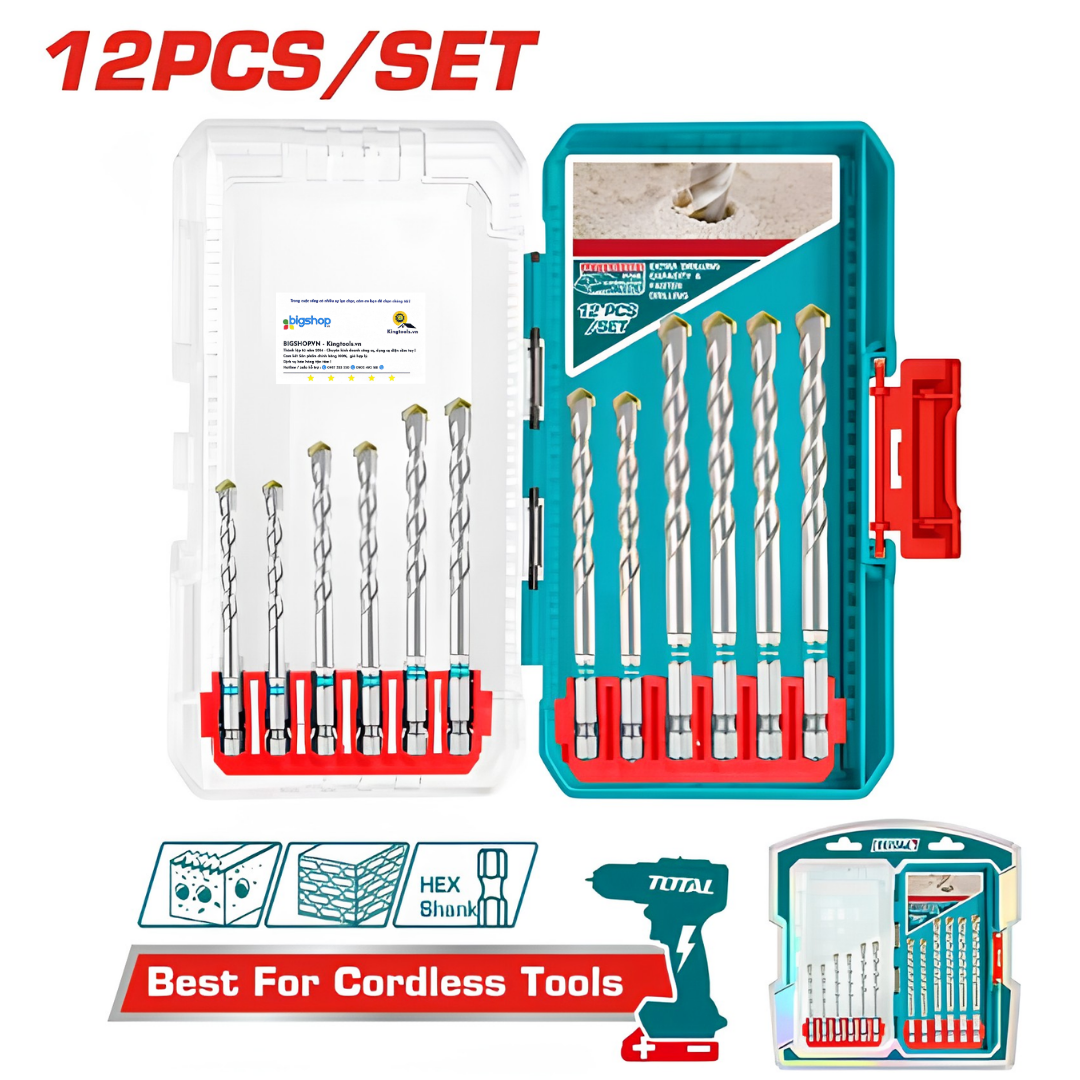 Bộ 12 mũi khoan bê tông TOTAL TACSDL12206