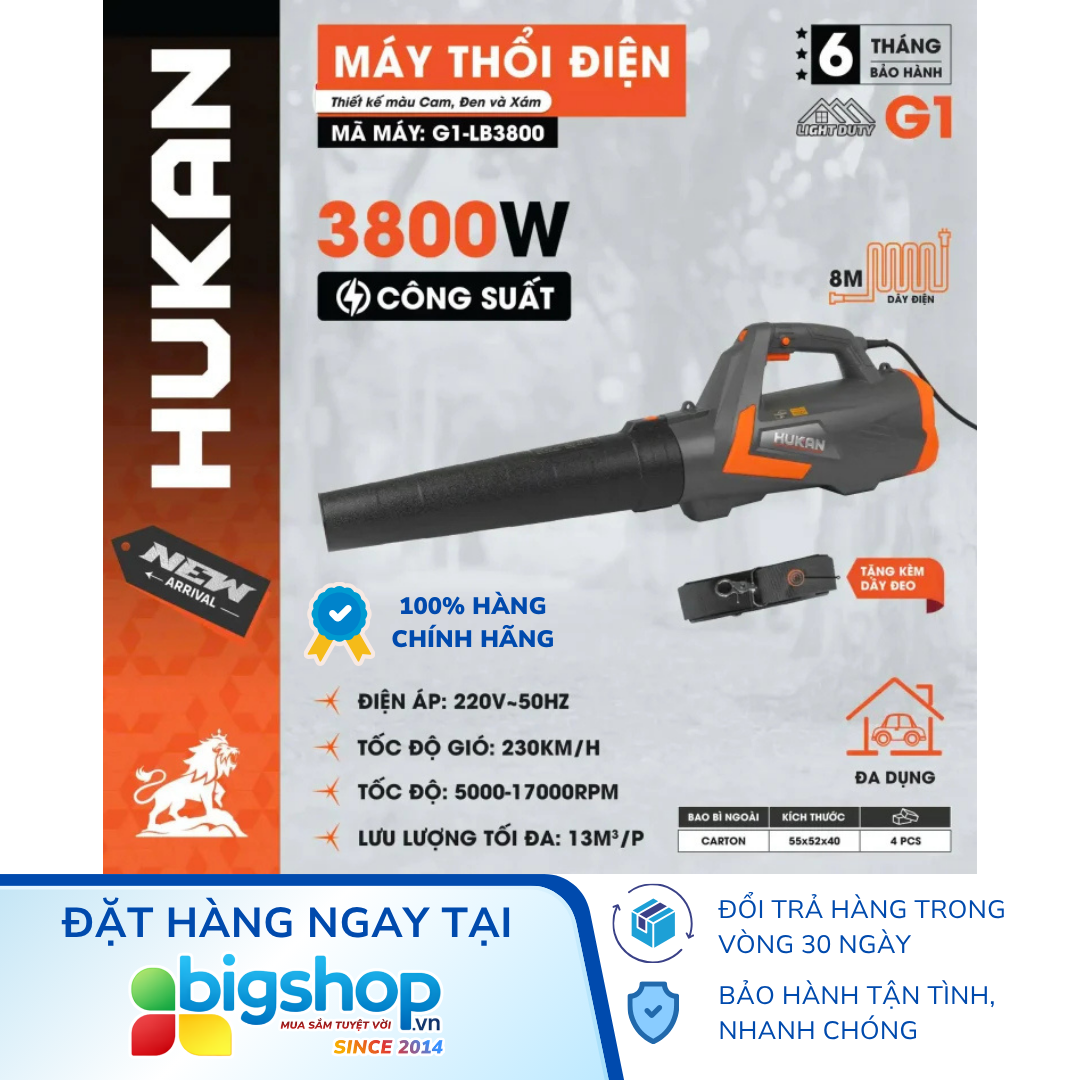 Máy thổi lá điện HUKAN G1-LB3800 (GEN 1) - Công suất 3800W