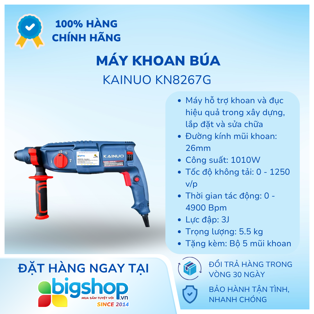Máy khoan búa KAINUO KN8267G - Công suất 1010W