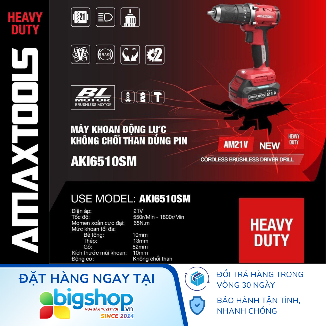 Máy khoan pin AMAXTOOLS AKI6510SM (Thân máy)
