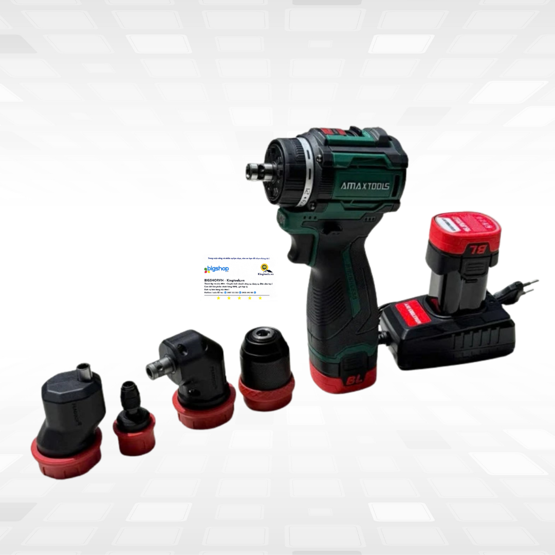 Máy khoan pin 4 đầu đa năng AMAXTOOLS AKI6511-Plus (2 pin 16V và 1 sạc)