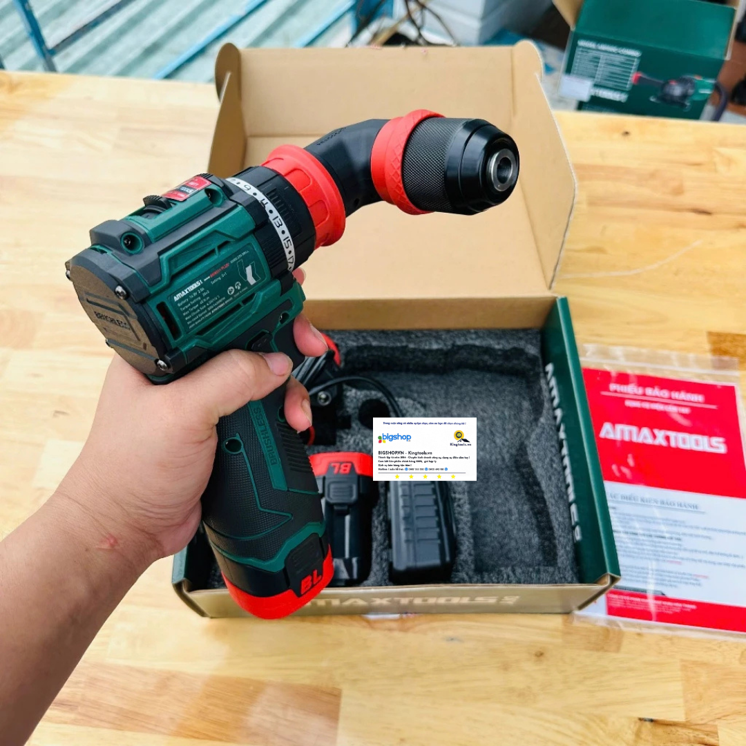 Máy khoan pin 4 đầu đa năng AMAXTOOLS AKI6511-Plus (2 pin 16V và 1 sạc)