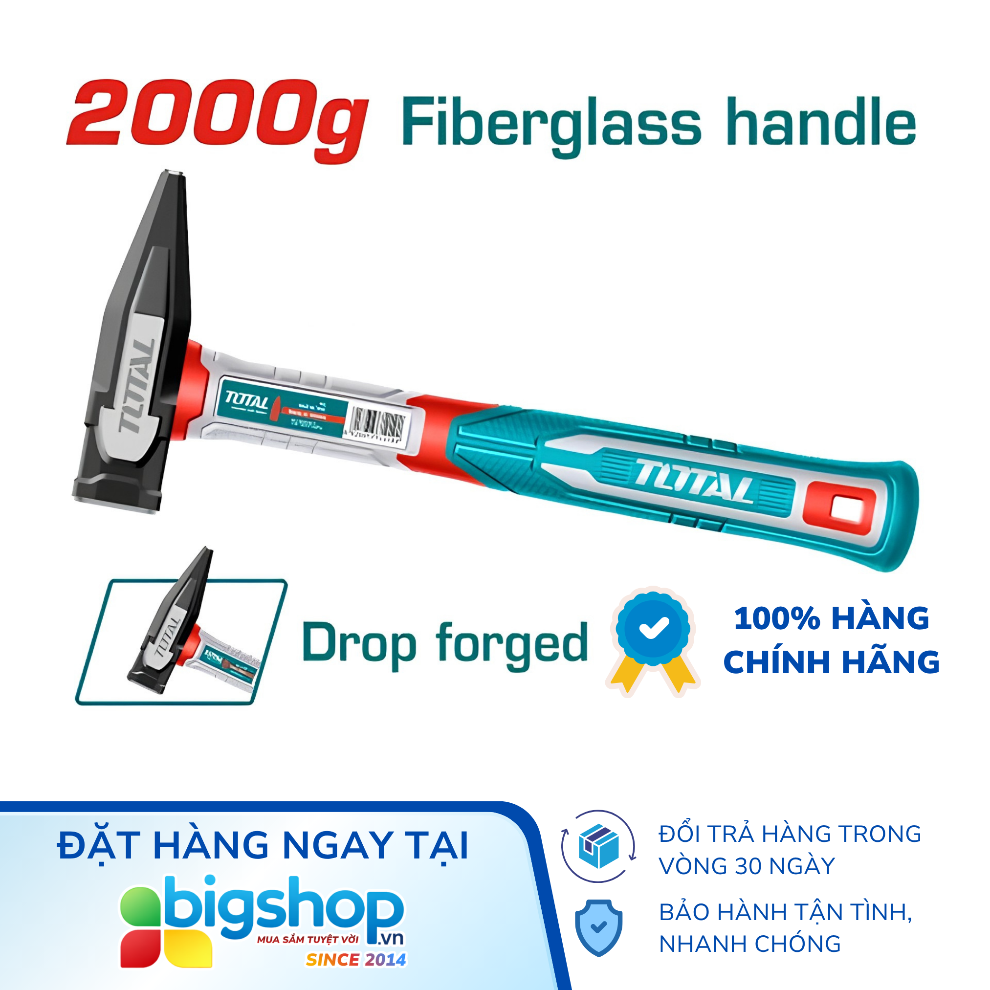 Búa đinh đầu dẹp và vuông 2000g TOTAL THMH622000