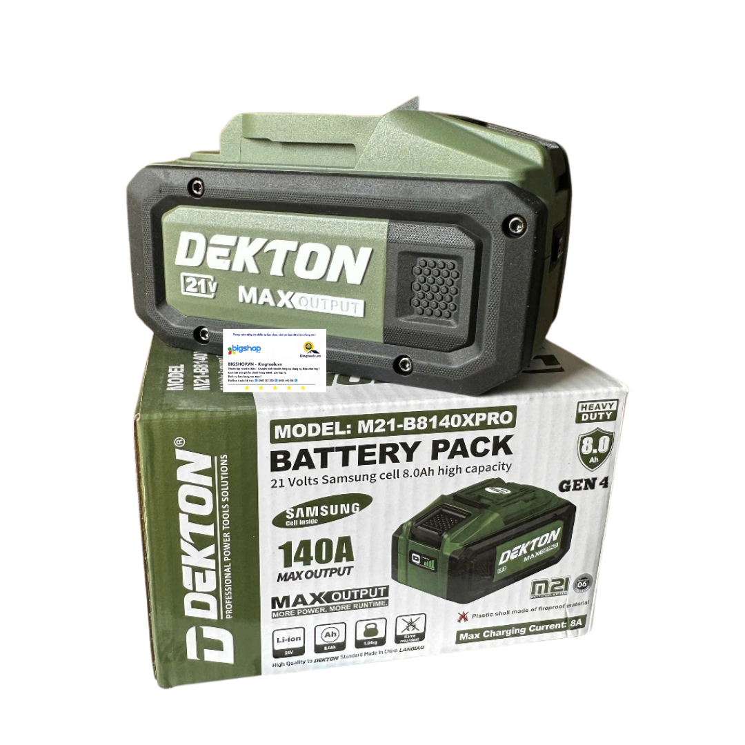 Pin 21V/8.0Ah DEKTON M21-B8140XPRO (Dòng xả tối đa 140A)