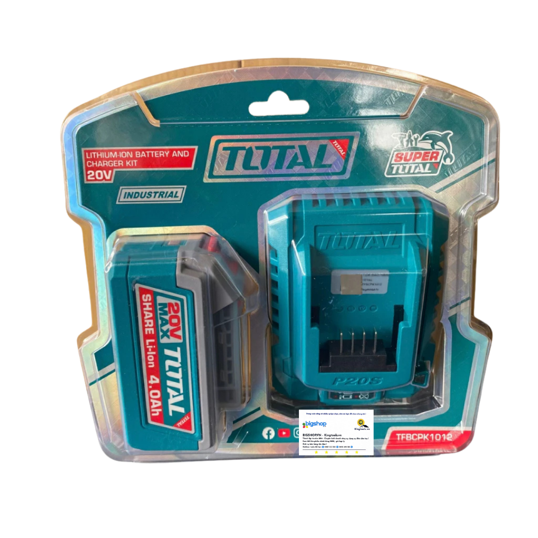 Bộ 1 pin 4.0Ah và 1 sạc dùng pin 20V TOTAL TFBCPK1012
