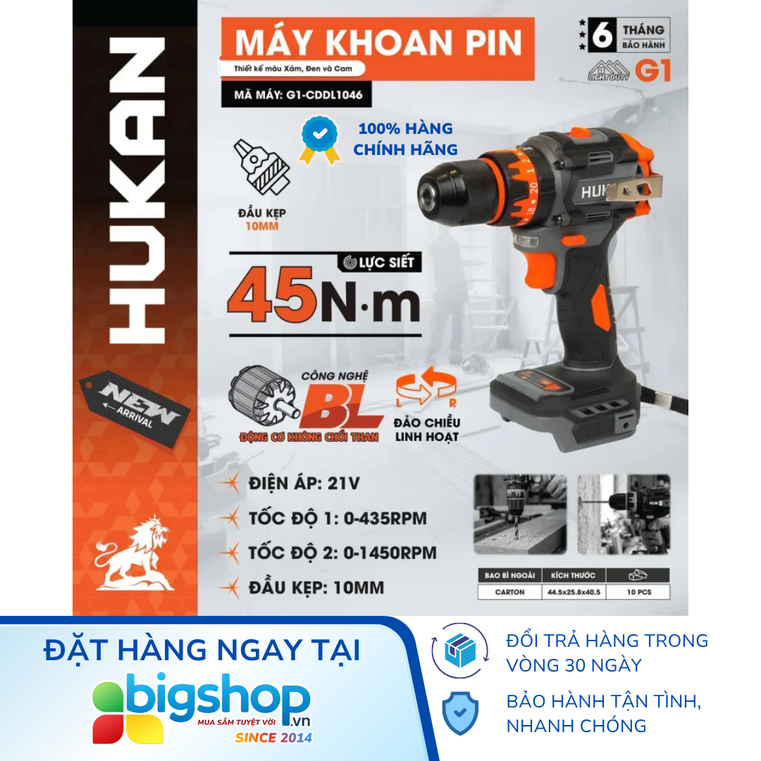 Máy khoan pin HUKAN G1-CDDL1046 (GEN 1) - Thân máy