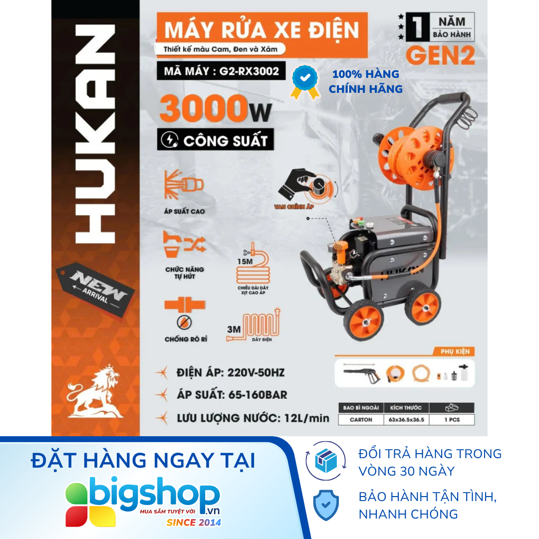 Máy rửa xe HUKAN G2-RX3002 (GEN 2) - Công suất 3000W