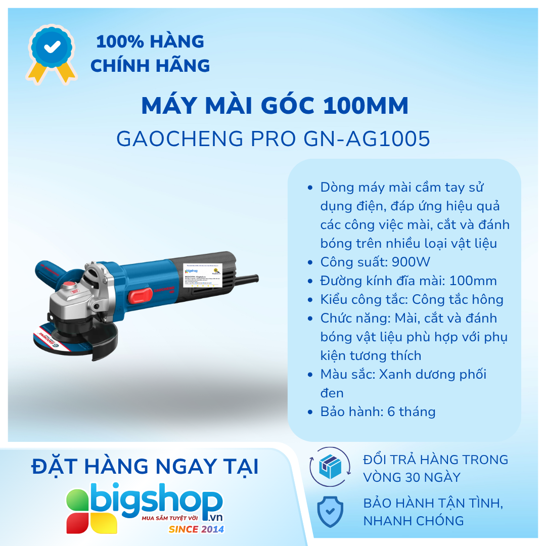 Máy mài góc 100mm GAOCHENG PRO GN-AG1005 - Công suất 900W