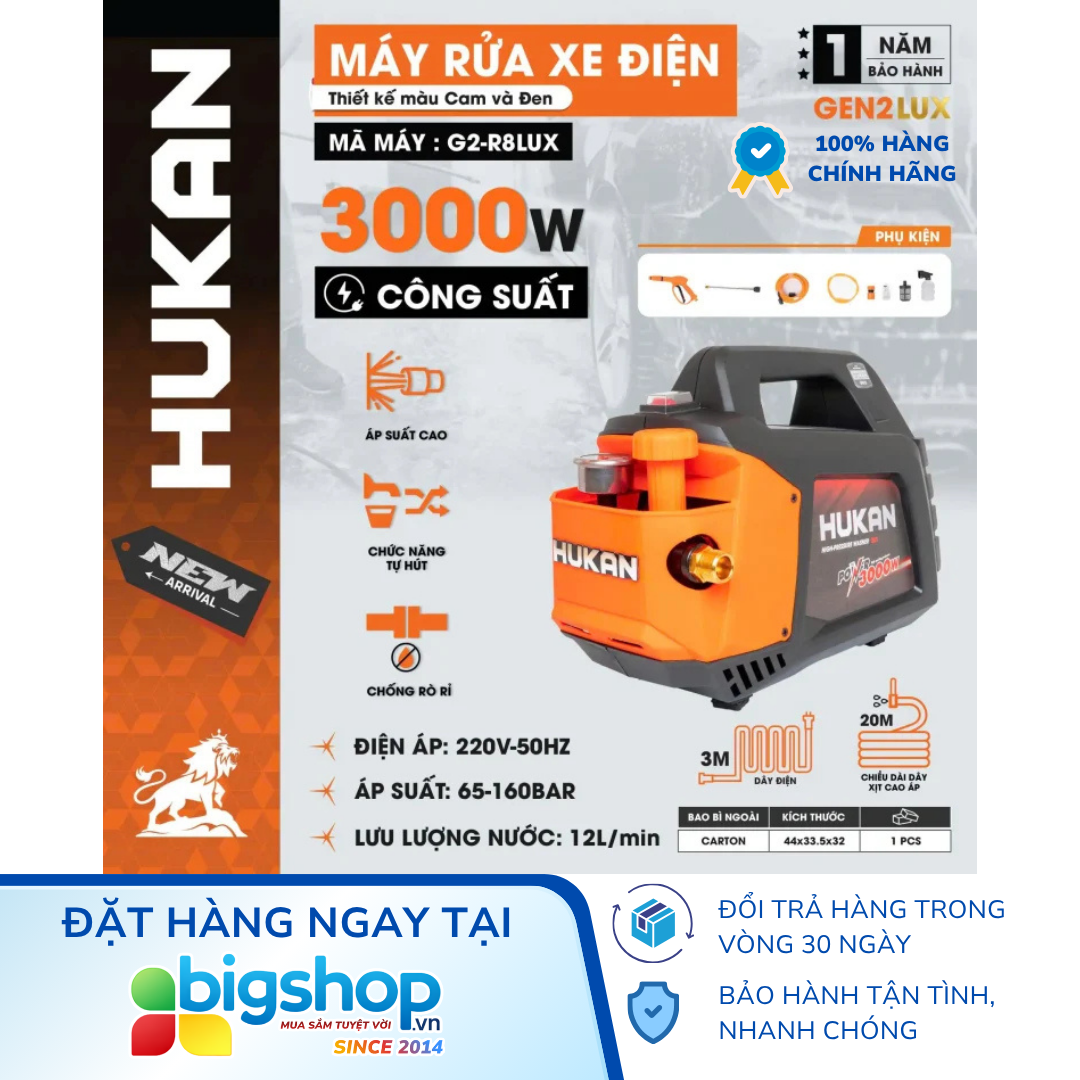 Máy rửa xe áp cao HUKAN G2-R8LUX (GEN 2 LUX) - Công suất 3000W