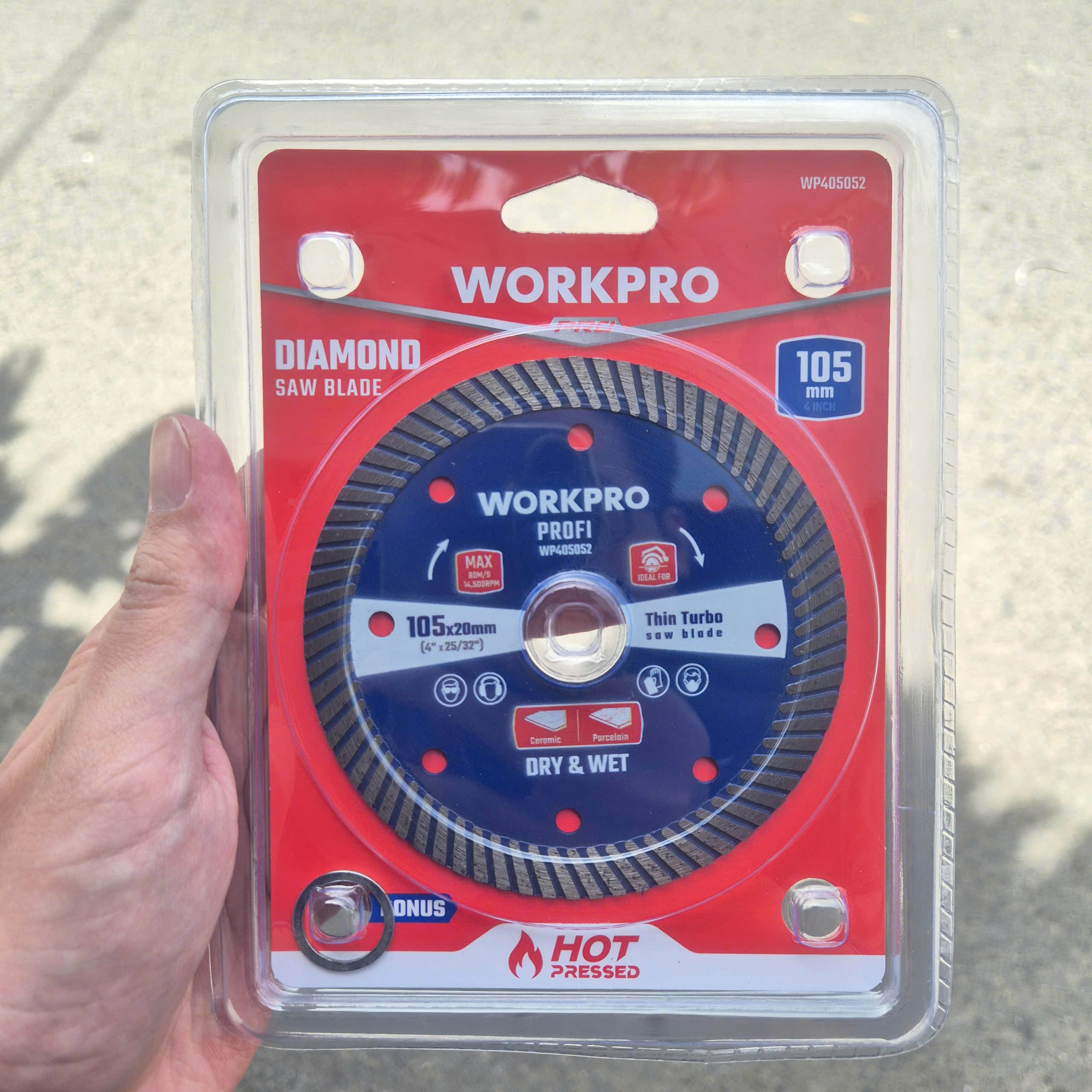 Lưỡi cưa đĩa cắt kim cương Turbo, Ultrathin Turbo để cắt chuyên nghiệp WORKPRO WP405052 (105x20x10mm)