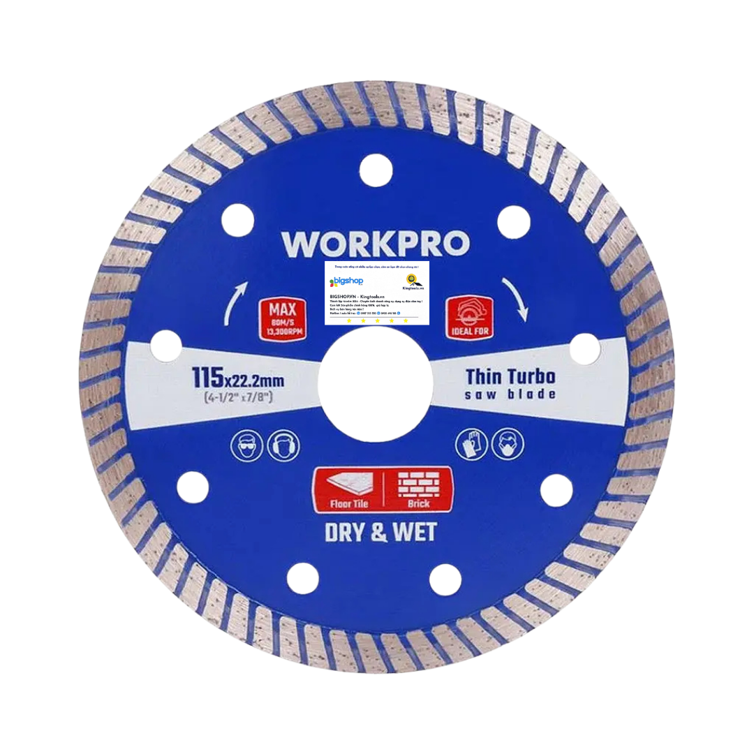 Lưỡi cưa đĩa cắt kim cương Turbo, Ultrathin Turbo để cắt chuyên nghiệp WORKPRO WP405052 (105x20x10mm)