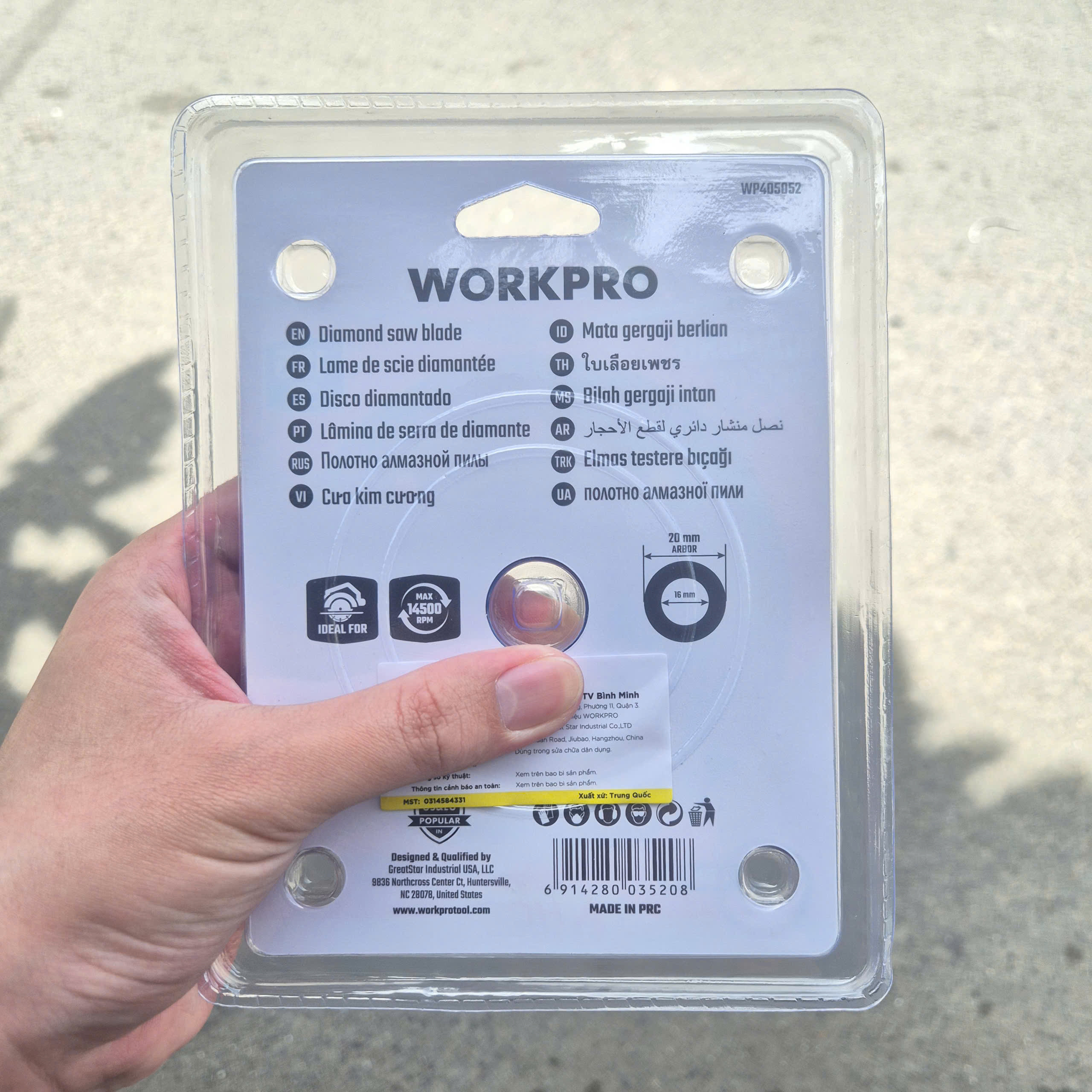 Lưỡi cưa đĩa cắt kim cương Turbo, Ultrathin Turbo để cắt chuyên nghiệp WORKPRO WP405052 (105x20x10mm)